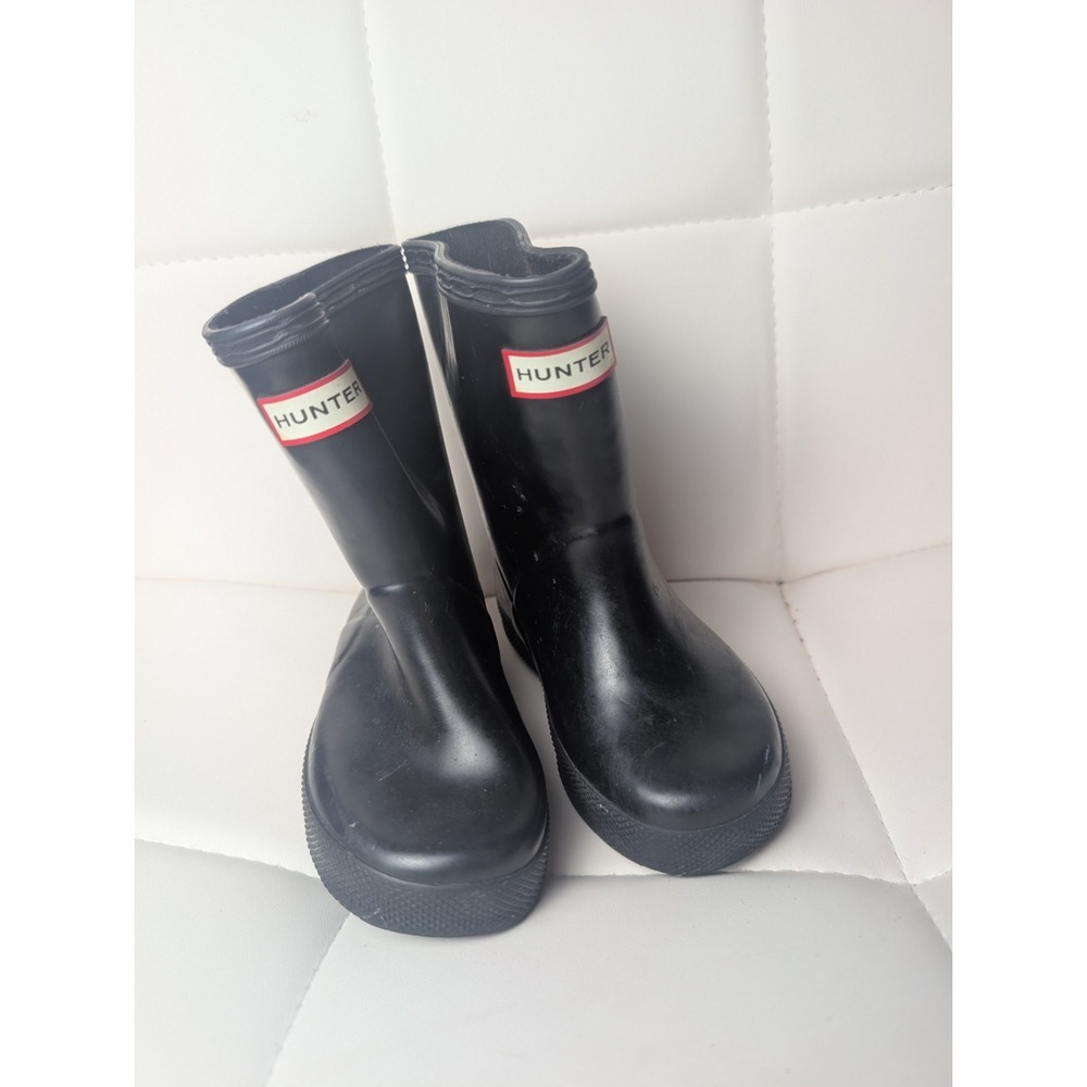 Hunter Kids First Classic Black Rain Boots Waterproof US 7 UK 6 EU 23